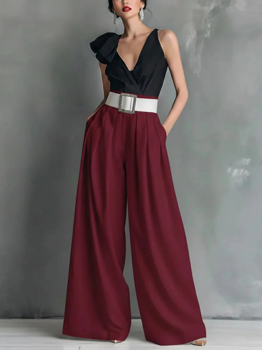 Brenda | Belted Wide-Leg Pleated Trousers
