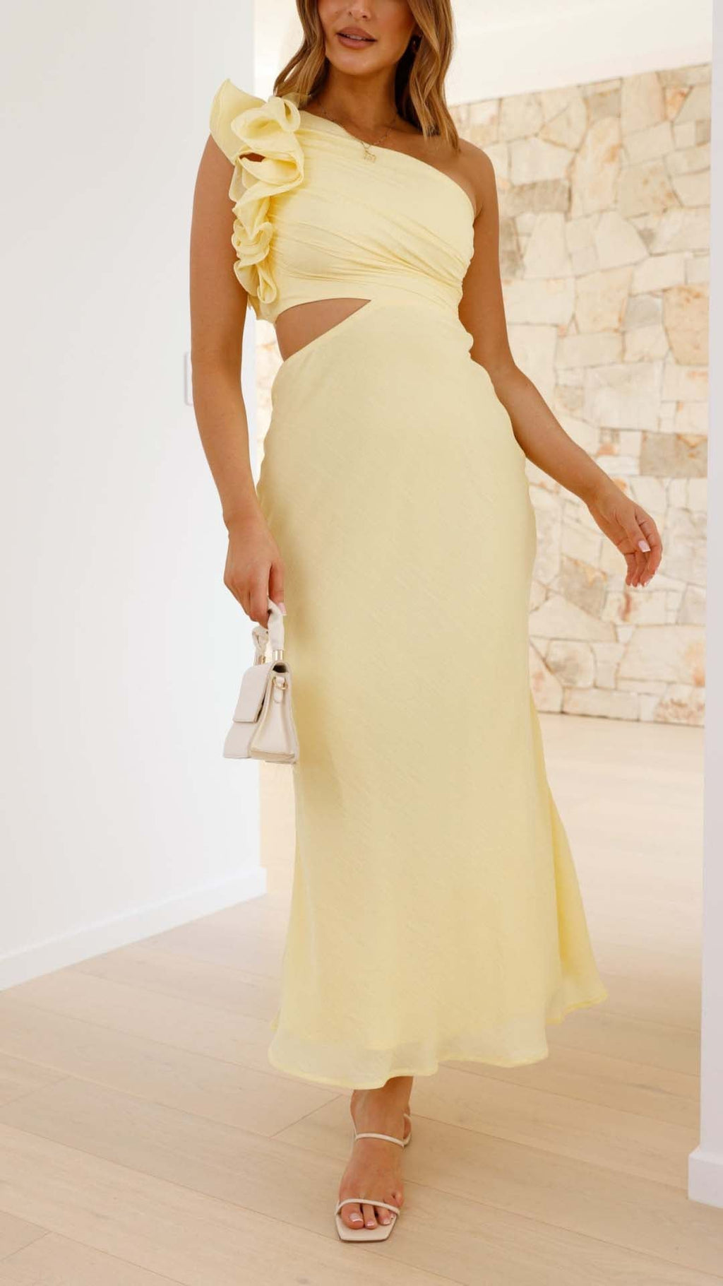 Linda | One-Shoulder Cutout Floral-Accent Maxi Dress