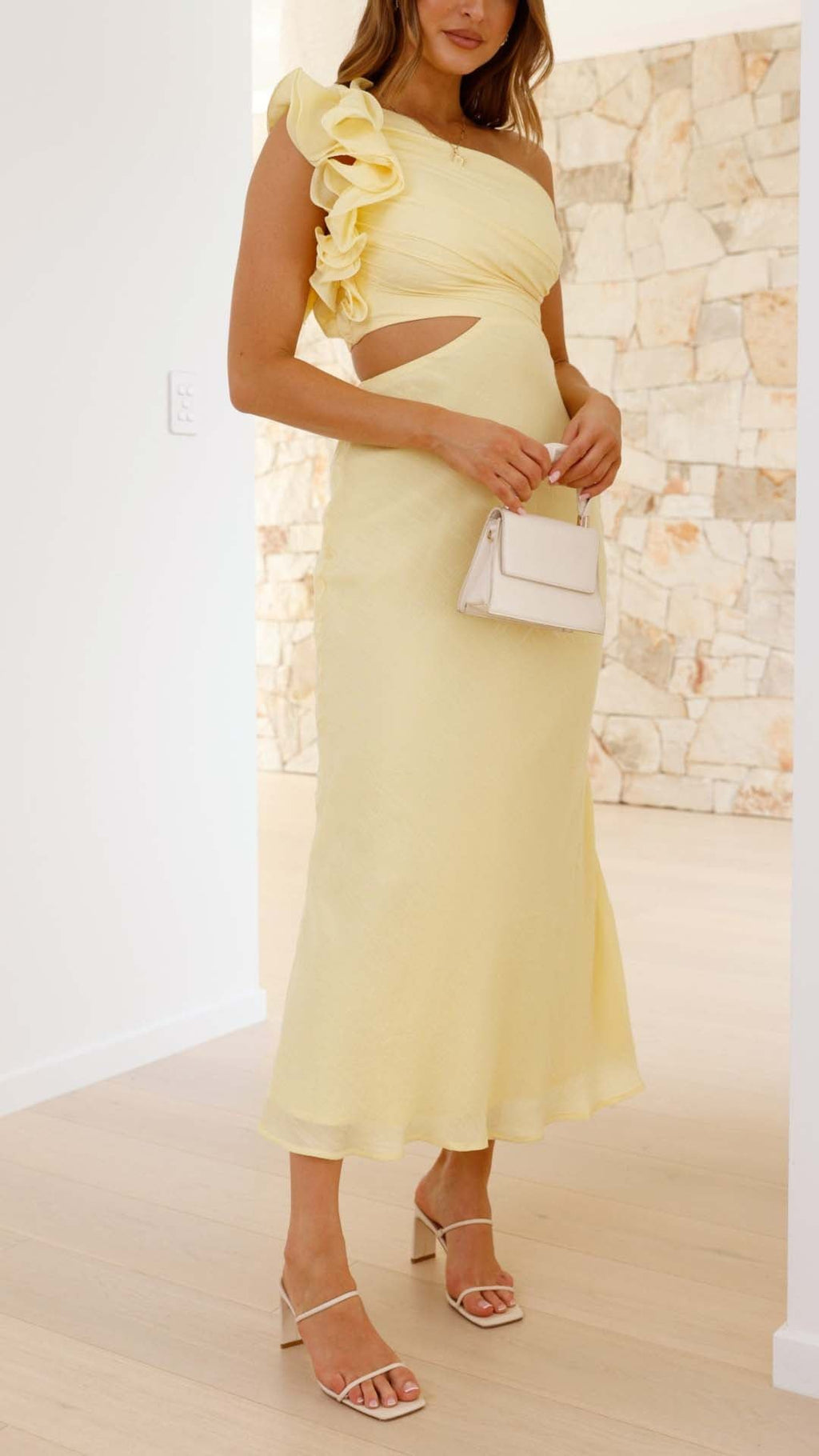 Linda | One-Shoulder Cutout Floral-Accent Maxi Dress