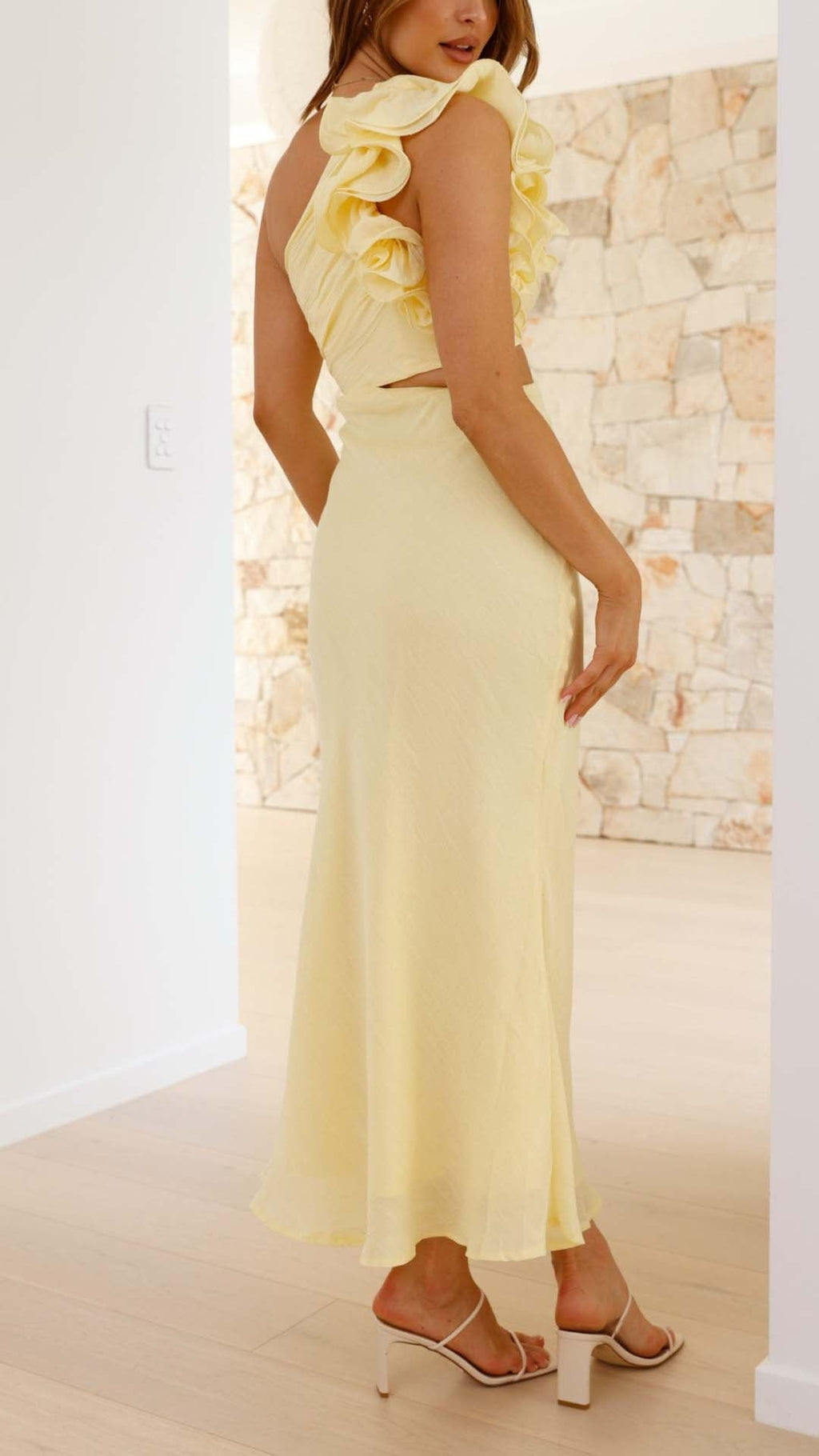 Linda | One-Shoulder Cutout Floral-Accent Maxi Dress