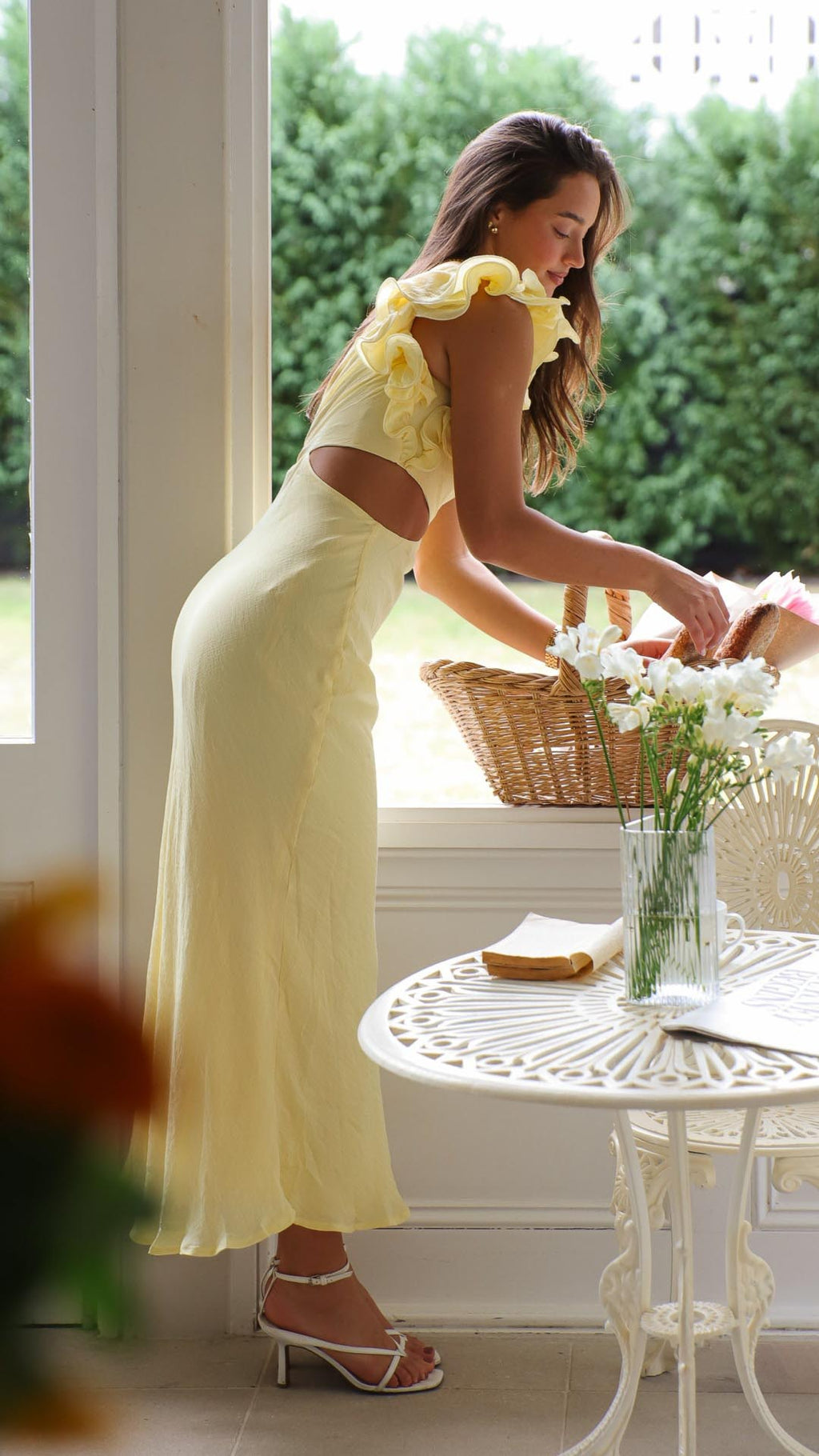 Linda | One-Shoulder Cutout Floral-Accent Maxi Dress