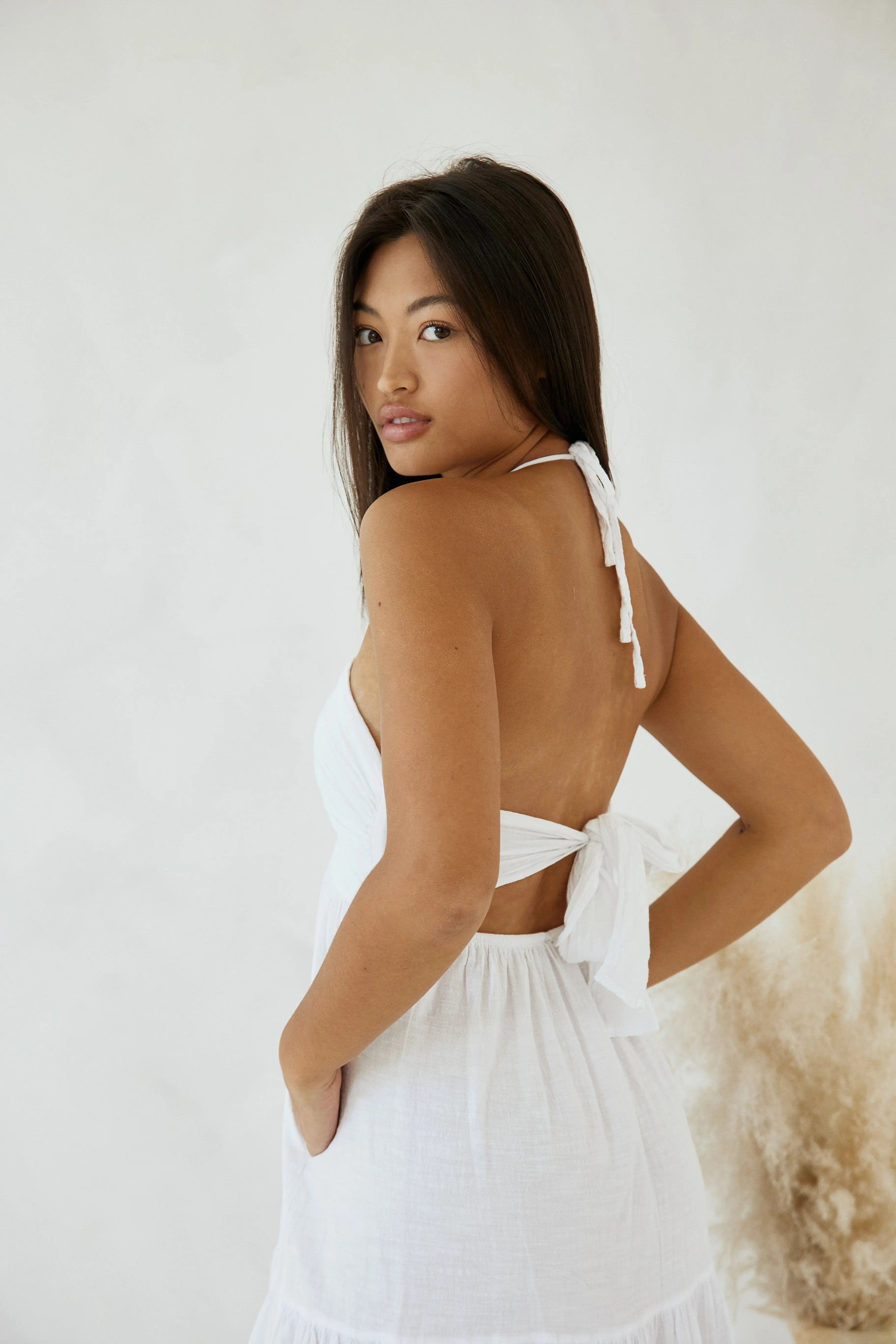 Harper | Cotton Halter Tiered Maxi Dress