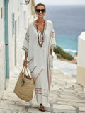 Emilia | Striped Trim Kaftan Maxi Dress