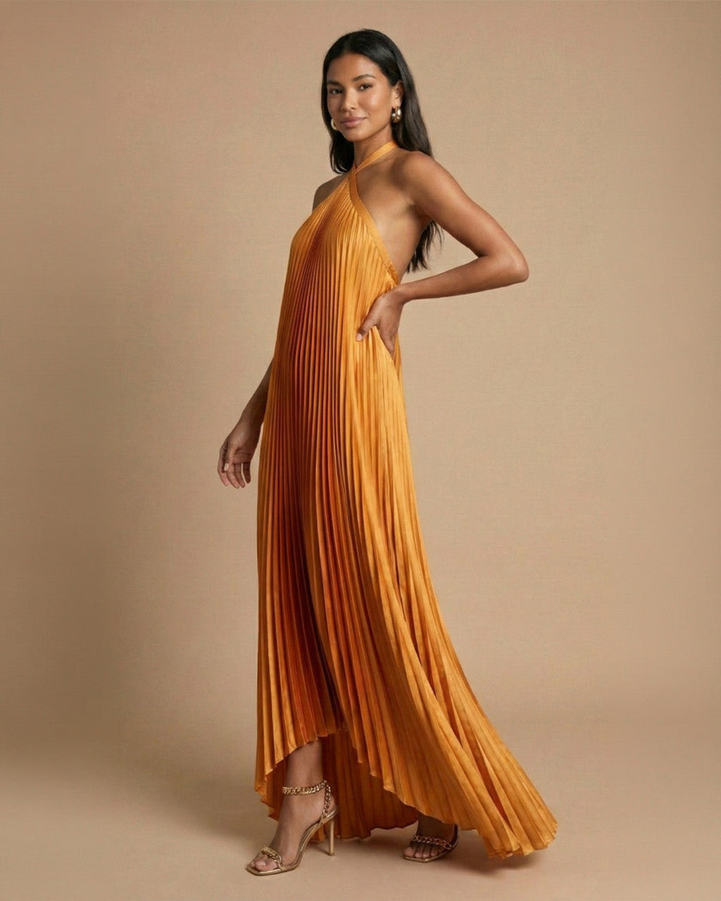 Lily | Pleated Halter Maxi Dress