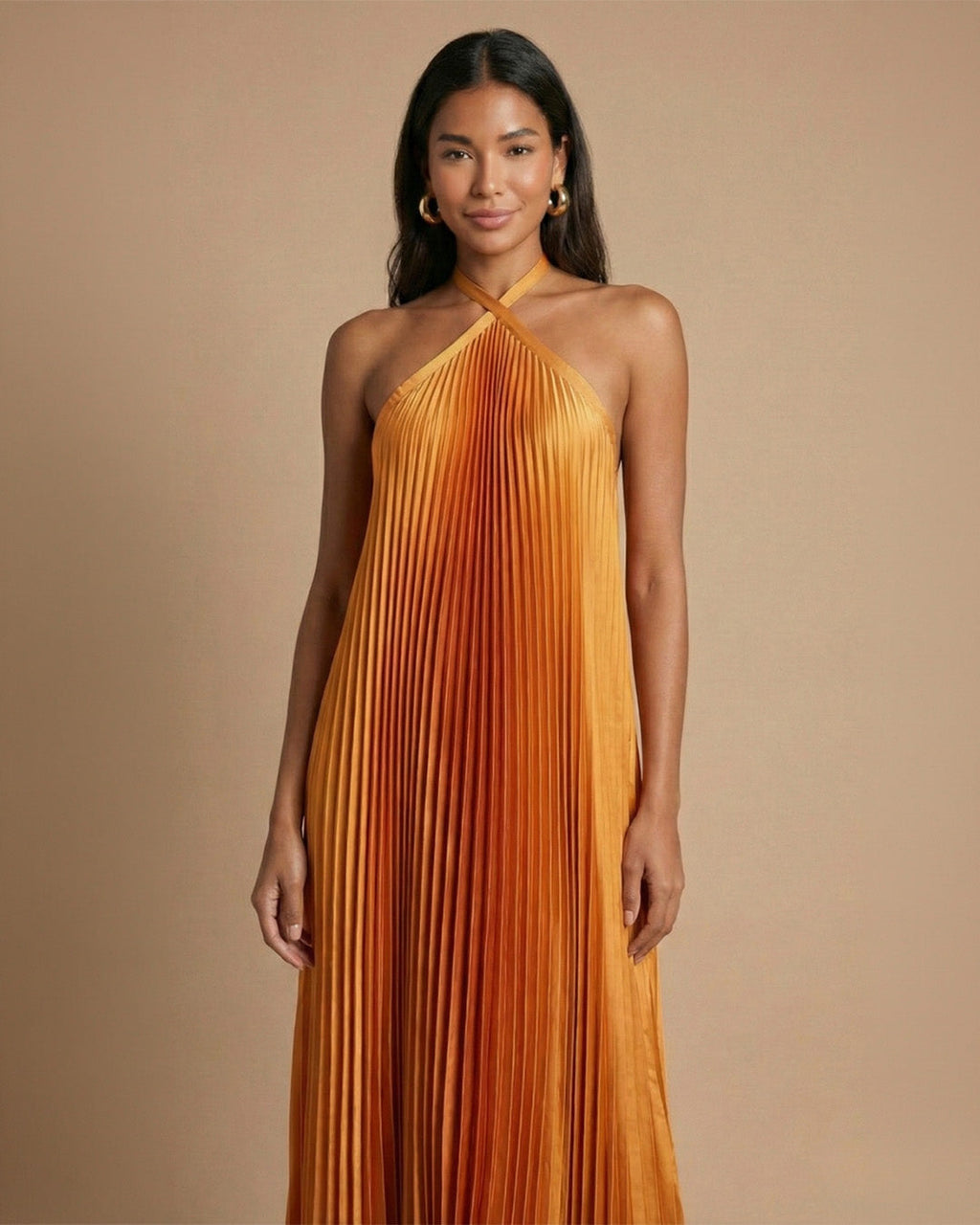 Lily | Pleated Halter Maxi Dress