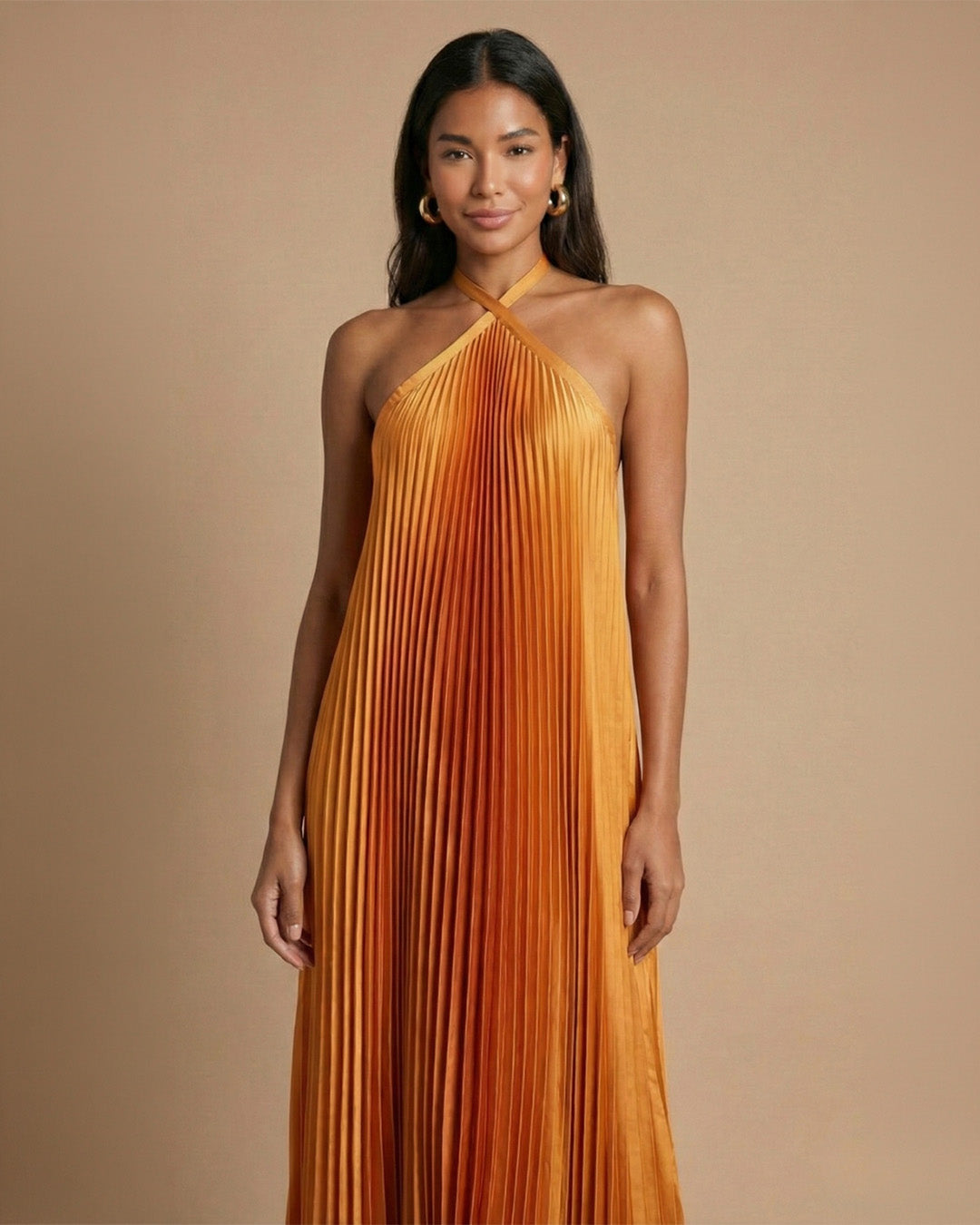 Lily | Pleated Halter Maxi Dress
