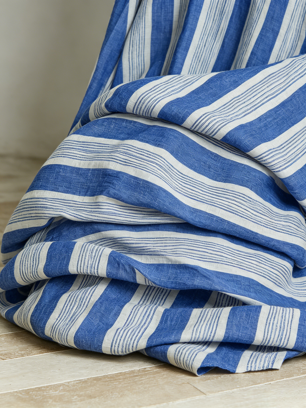Josephine | Striped Linen Collared Belted Shirt Dress Maxi