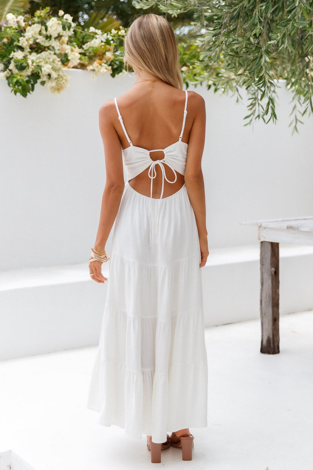 Sienna | Linen Square-Neck Tiered Maxi Dress