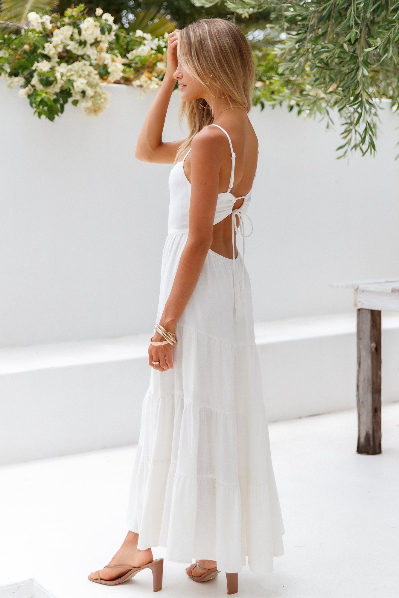 Sienna | Linen Square-Neck Tiered Maxi Dress