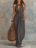 Sloane | Plunge Halter Maxi Dress
