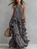 Junie | Halter Ruffle Tiered Maxi Dress