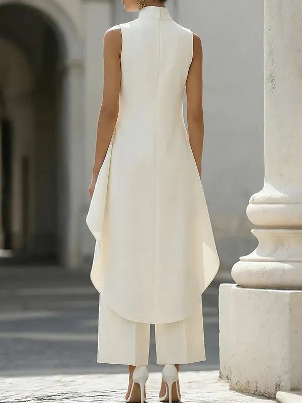 Adelina | Draped Mock-Neck Vest Wide-Leg Co-ord Set