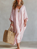 Verity | Striped V-Neck Caftan Maxi Dress