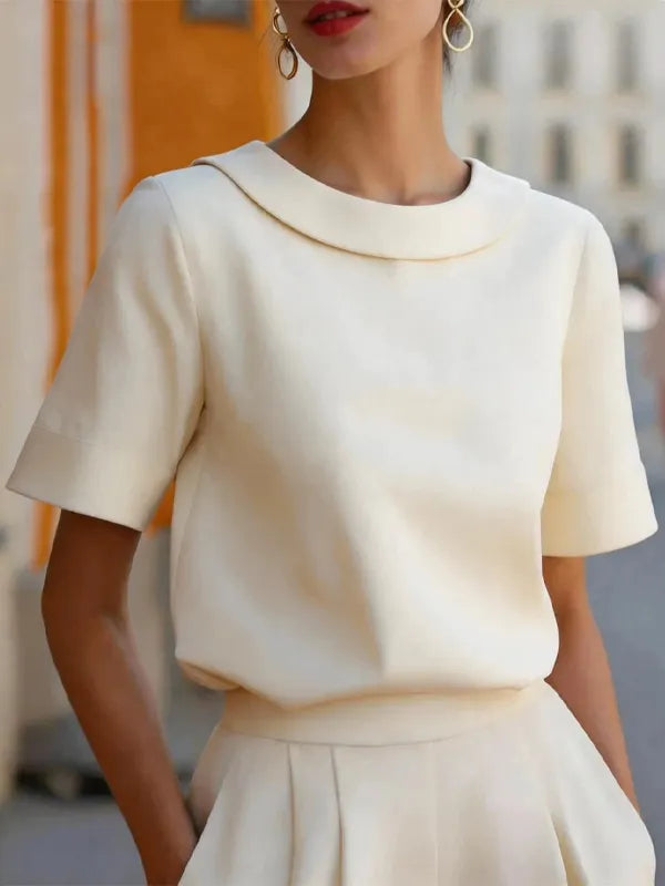 Cordelia | Crepe Crew-Neck Boxy Top