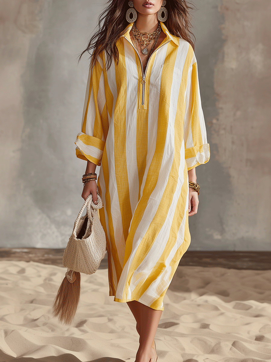 Tabitha | Striped Long Sleeve Shirt Dress