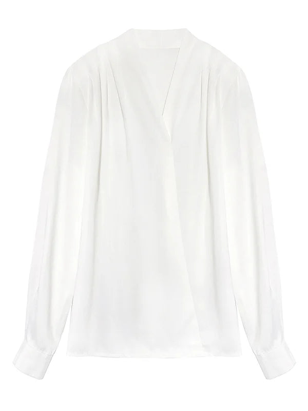 Henrietta | Satin Draped Wrap V-Neck Top