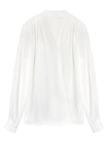 Henrietta | Satin Draped Wrap V-Neck Top