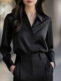Eleonora | Satin Collared Wrap V-Neck Top