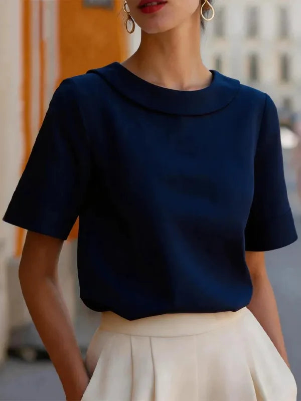 Cordelia | Crepe Crew-Neck Boxy Top