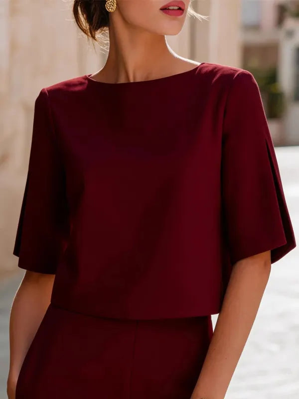 Felicity | Boat Neck Cropped Bell Sleeve Top