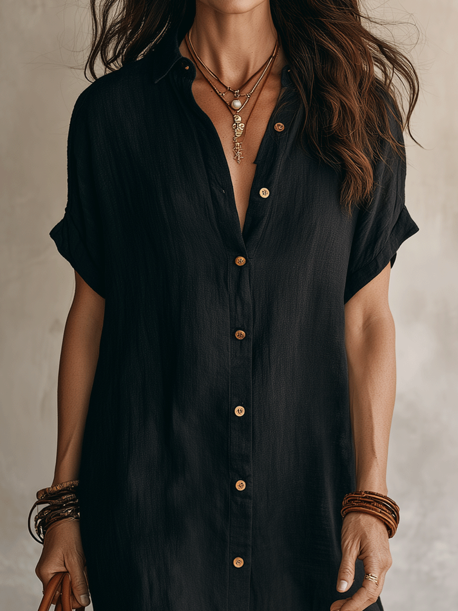 Demi | Button-Up Linen Shirt Dress