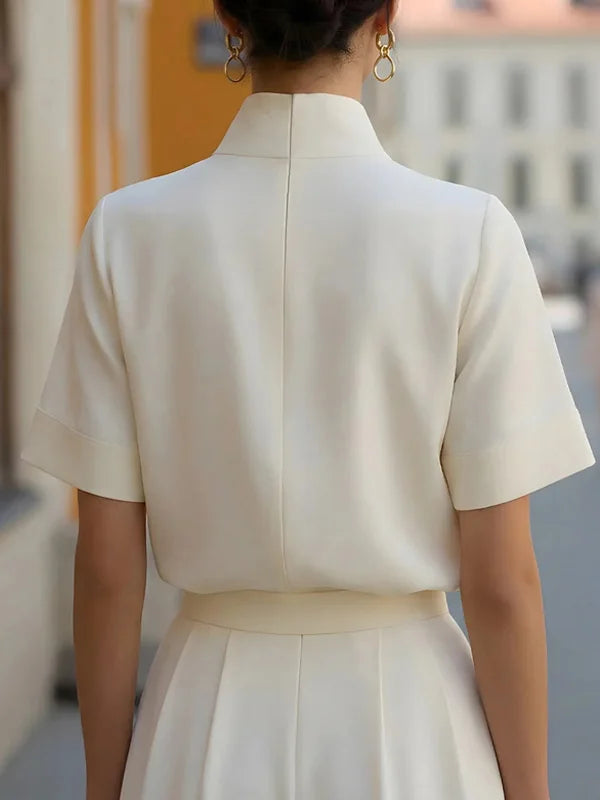 Isabel | Mock Collar V-Slit Top