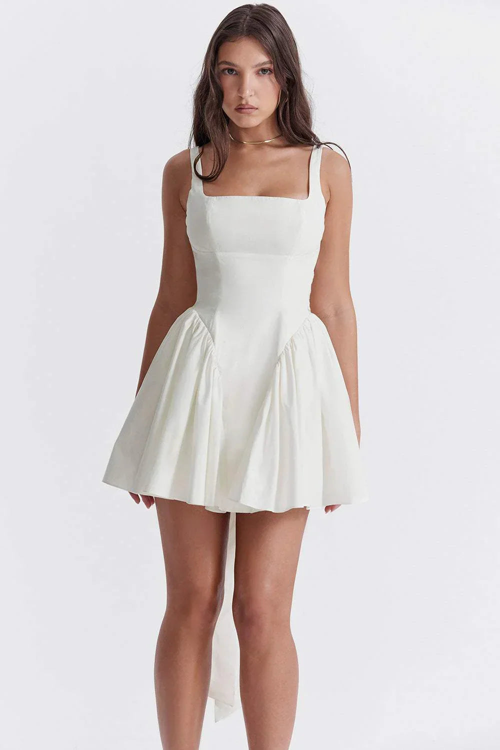 Eve | Square Neck Backless Fit-and-Flare Mini Dress