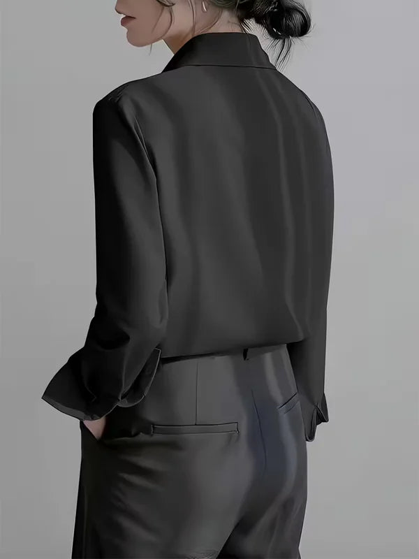 Eleonora | Satin Collared Wrap V-Neck Top