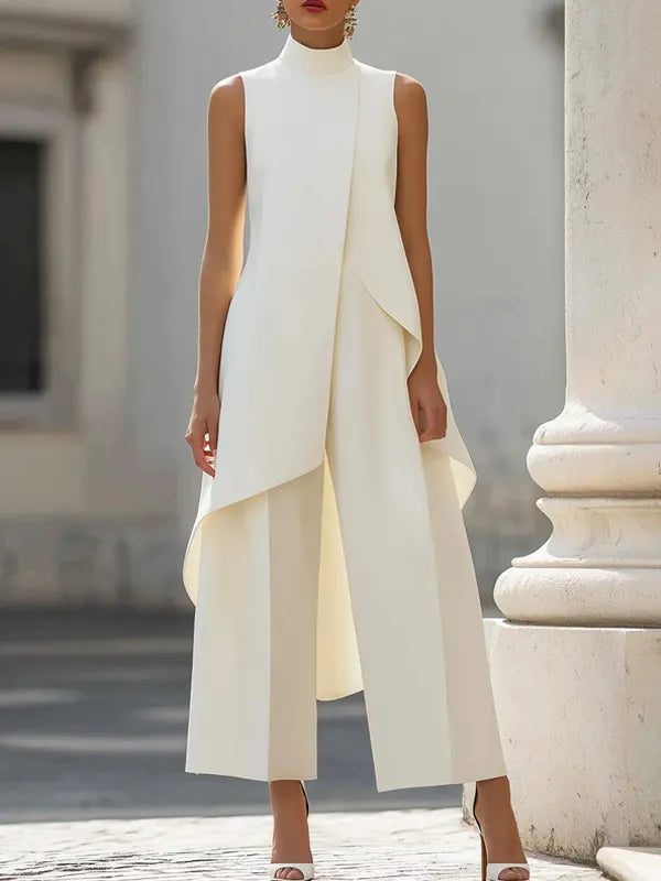 Adelina | Draped Mock-Neck Vest Wide-Leg Co-ord Set