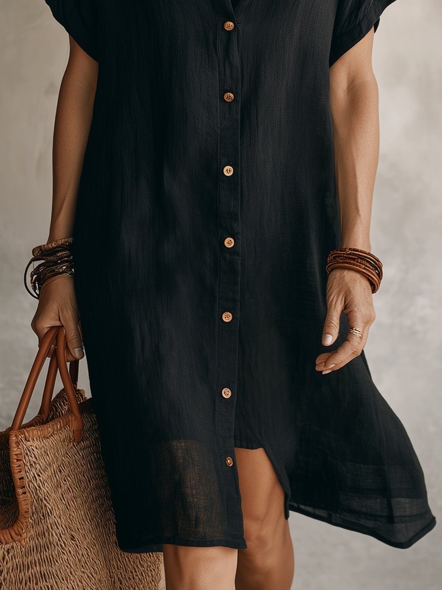 Demi | Button-Up Linen Shirt Dress