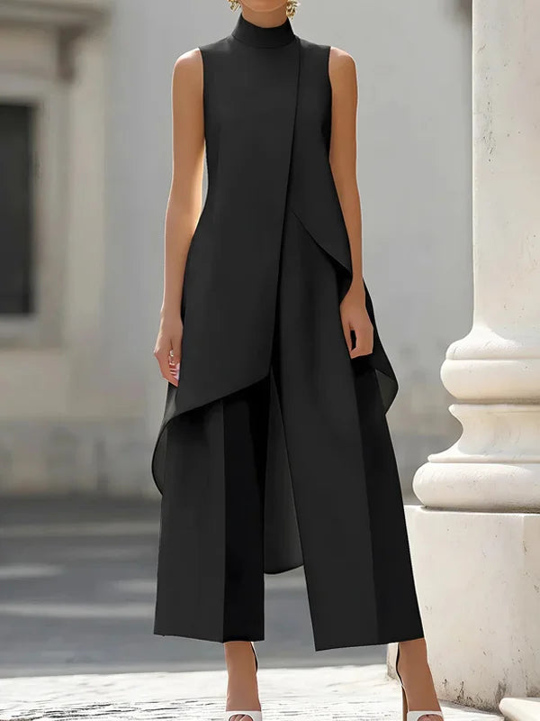 Adelina | Draped Mock-Neck Vest Wide-Leg Co-ord Set