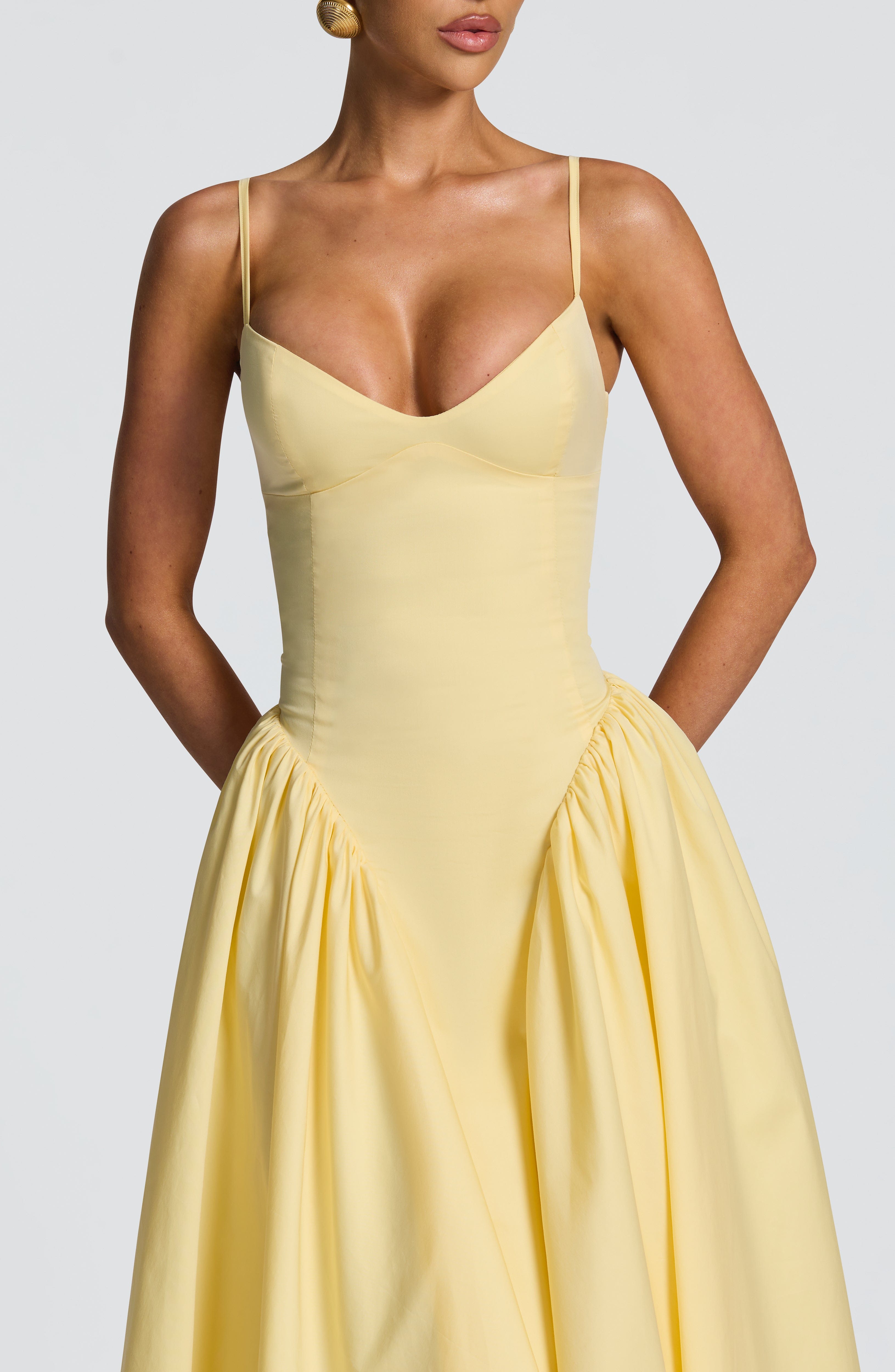 Annabelle | Cotton Sweetheart Drop-Waist Full-Skirt Pocket Midi Dress