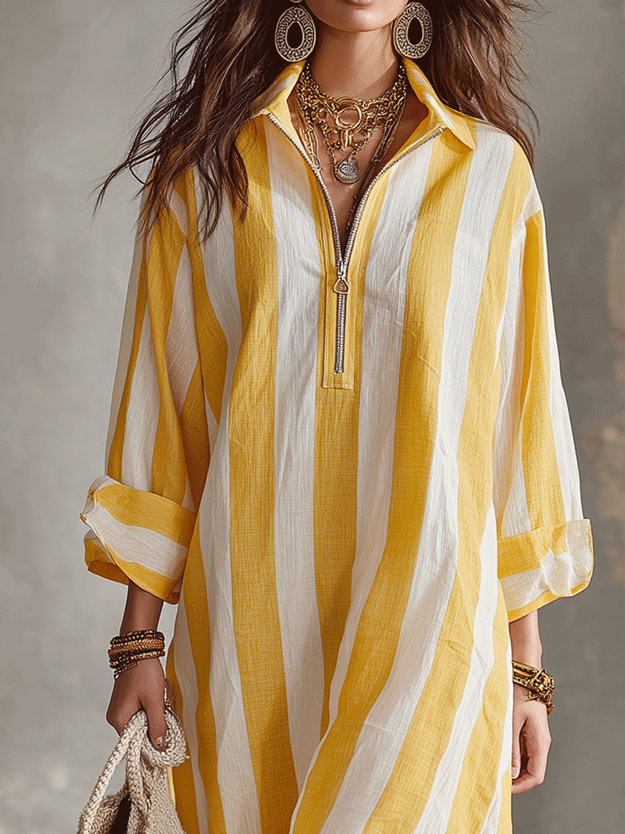Tabitha | Striped Long Sleeve Shirt Dress