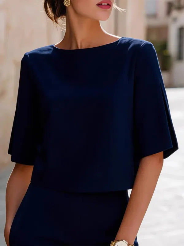 Felicity | Boat Neck Cropped Bell Sleeve Top