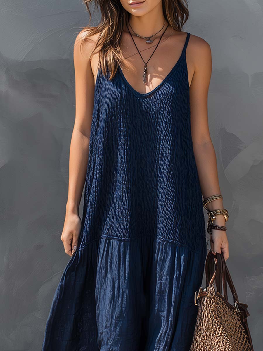 Trudy | Smocked Linen Tiered Maxi Dress