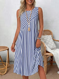 Darlene | Striped A-Line Swing Midi Dress