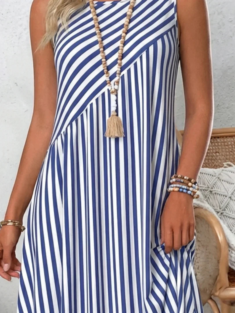 Darlene | Striped A-Line Swing Midi Dress