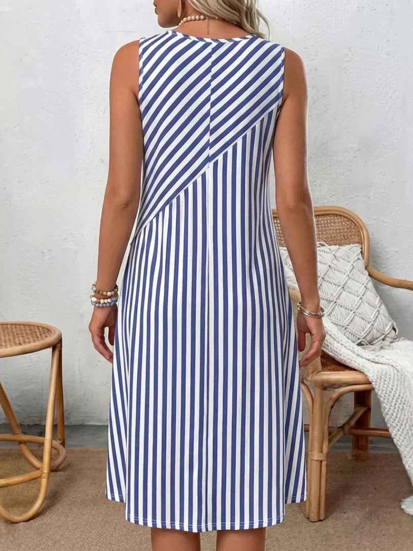 Darlene | Striped A-Line Swing Midi Dress