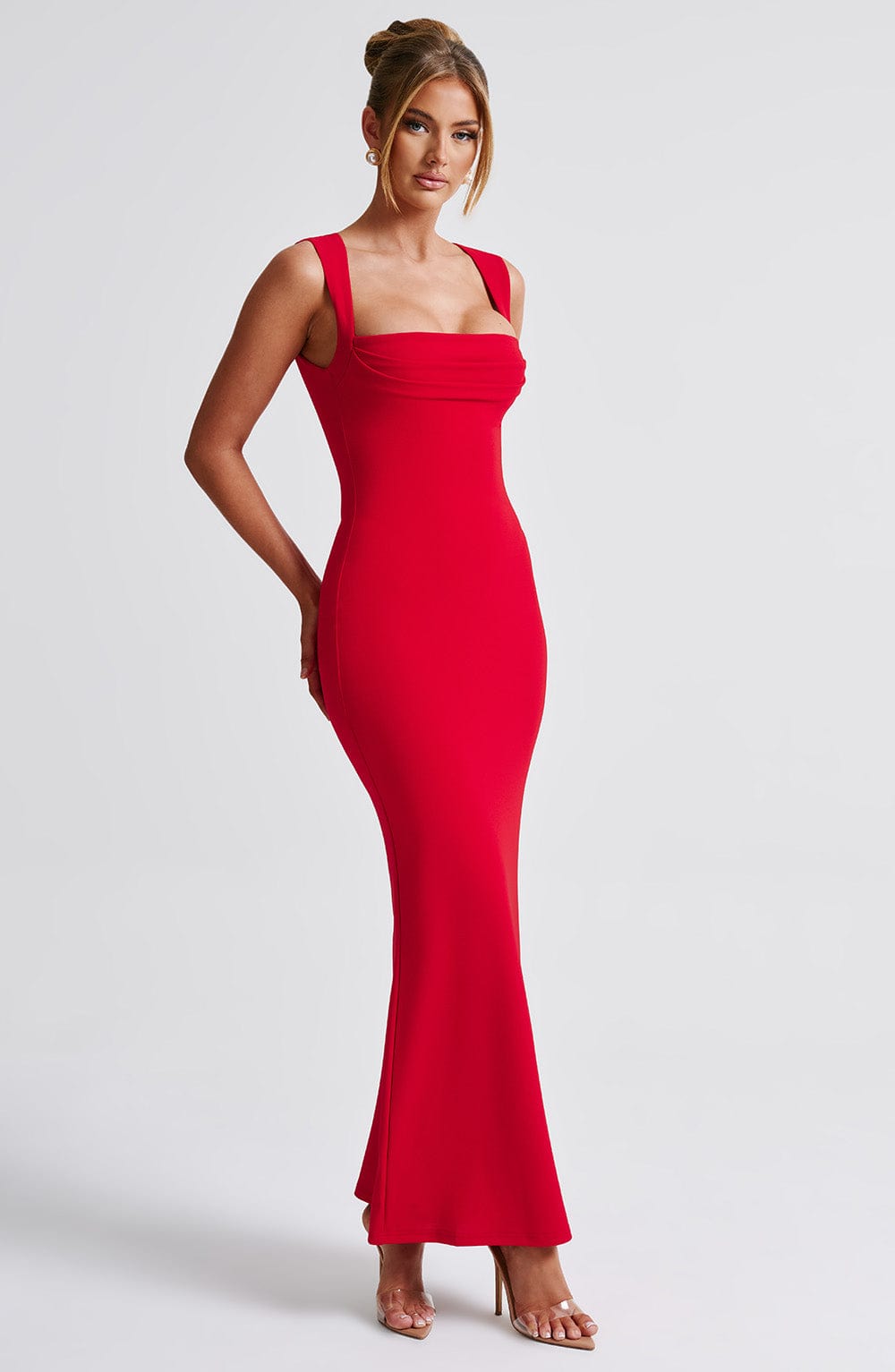 Maren | Square-Neck Ruched Sleeveless Bodycon Maxi Dress