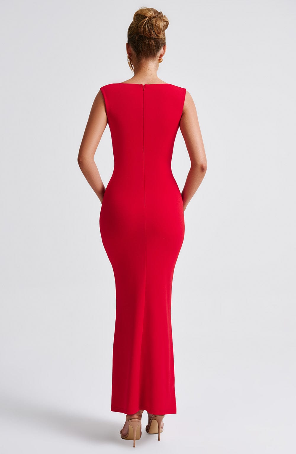 Maren | Square-Neck Ruched Sleeveless Bodycon Maxi Dress