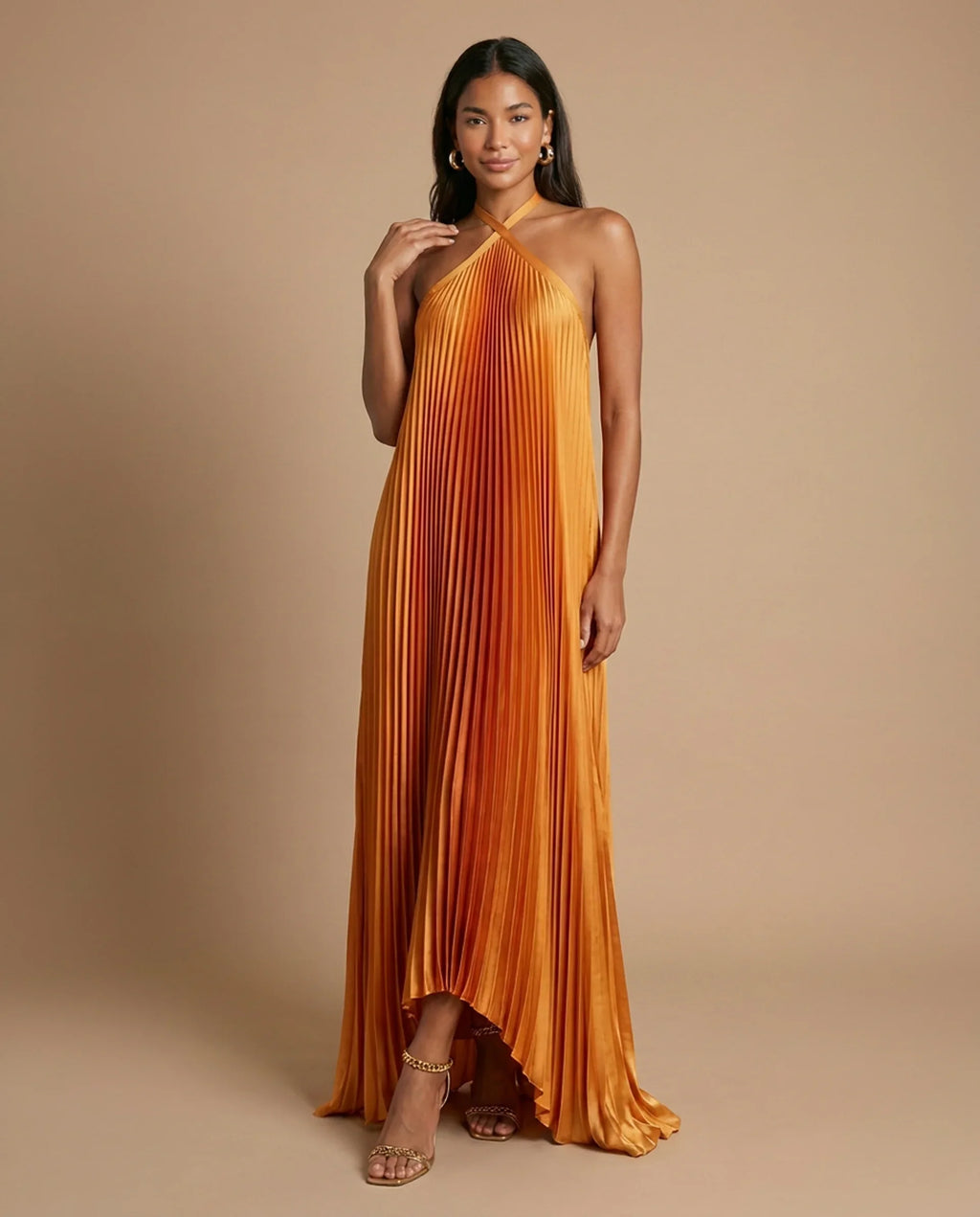 Lily | Pleated Halter Maxi Dress