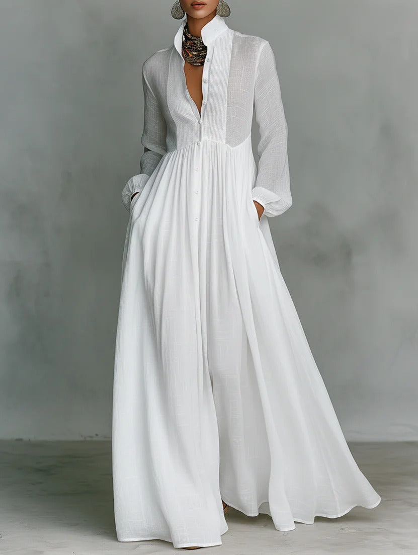Diana | Long-Sleeve Button-Down Maxi Dress