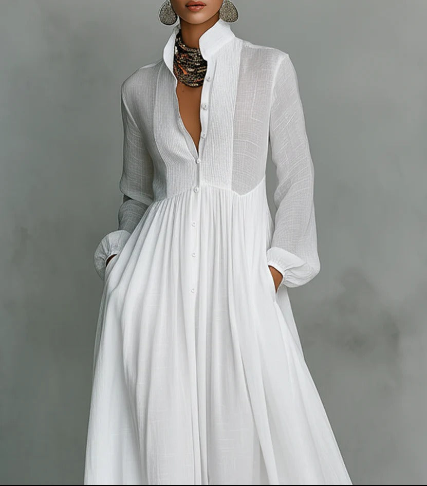 Diana | Long-Sleeve Button-Down Maxi Dress