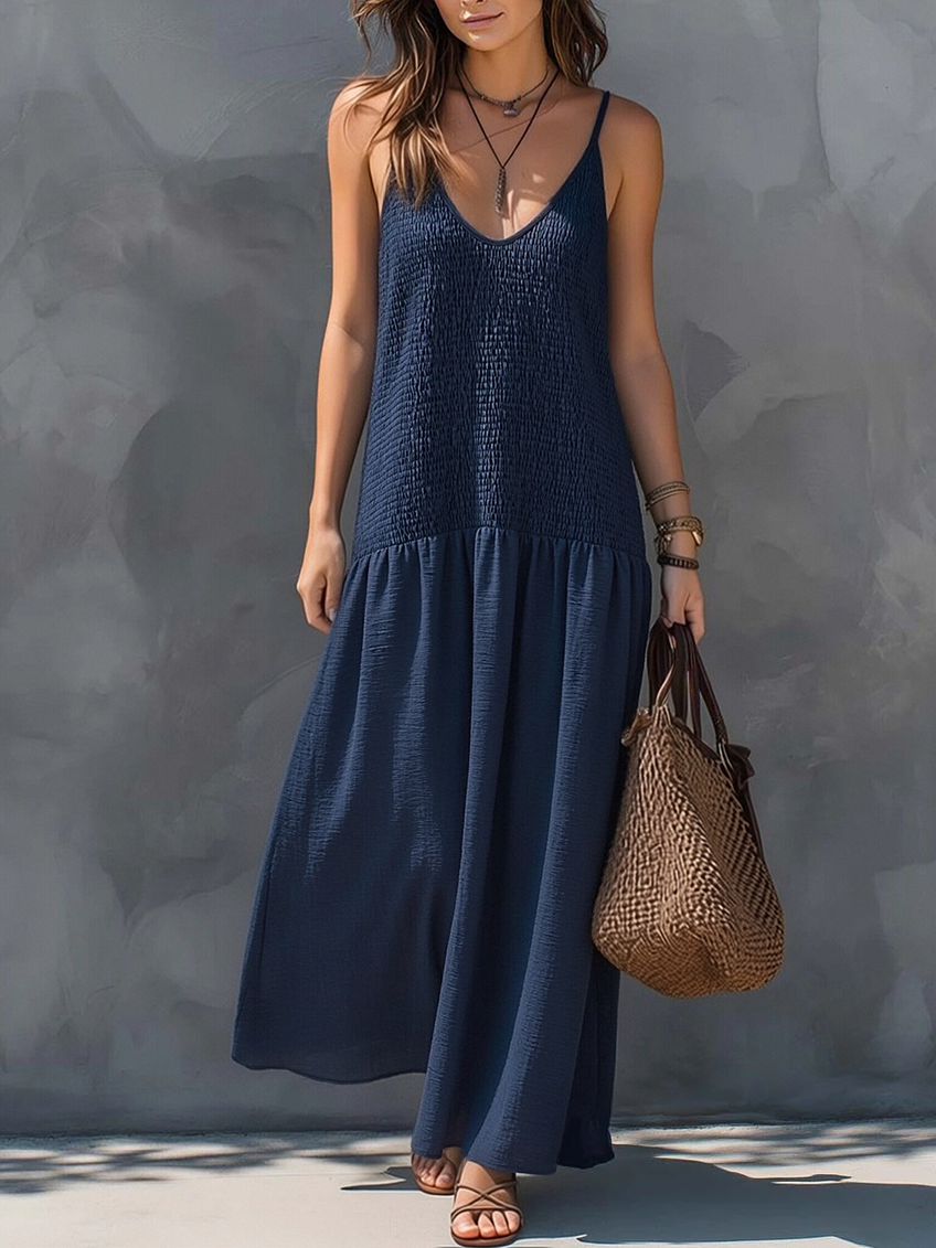 Trudy | Smocked Linen Tiered Maxi Dress