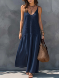 Trudy | Smocked Linen Tiered Maxi Dress