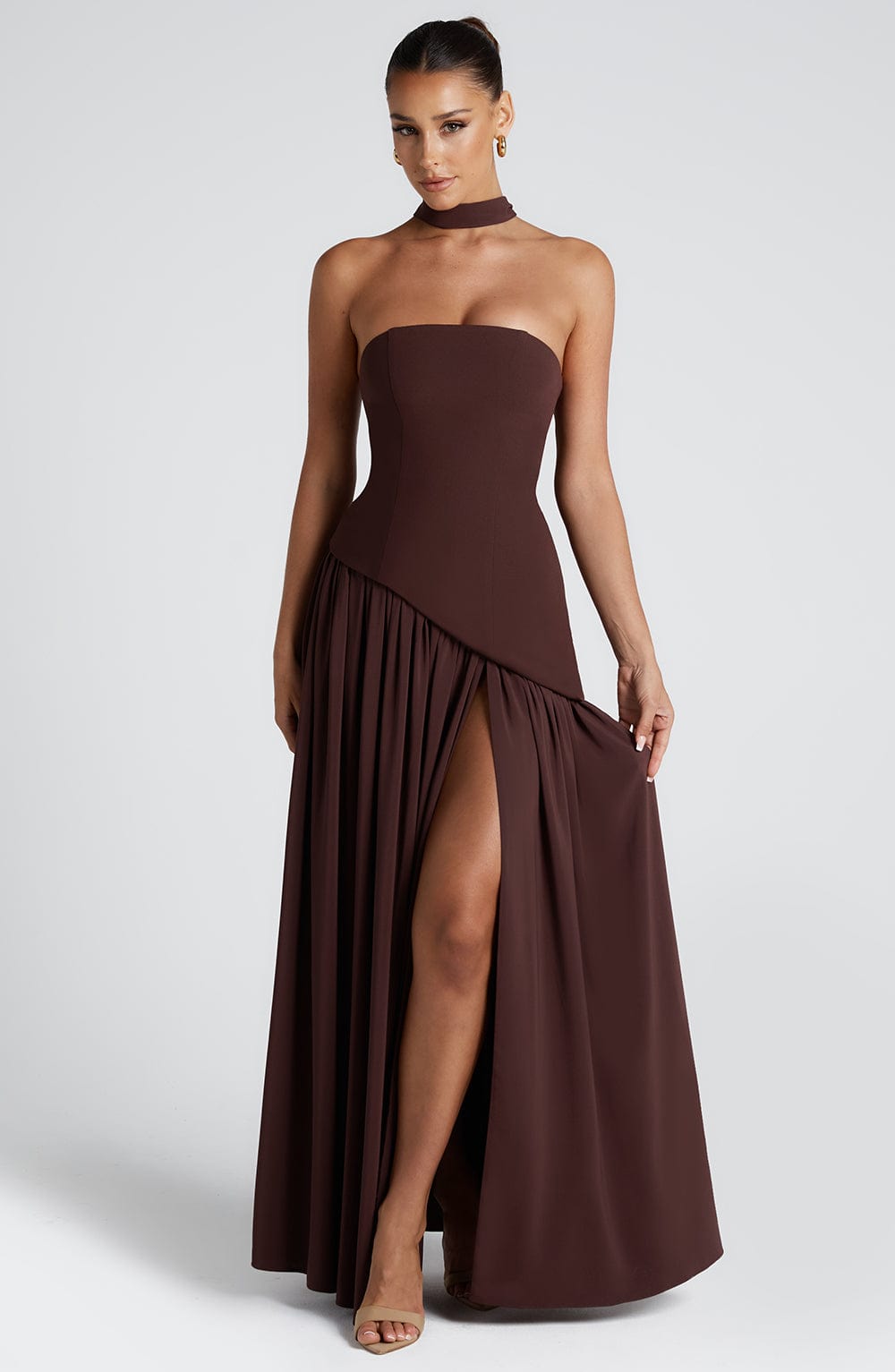Noa | Strapless Corset High-Slit Maxi Dress