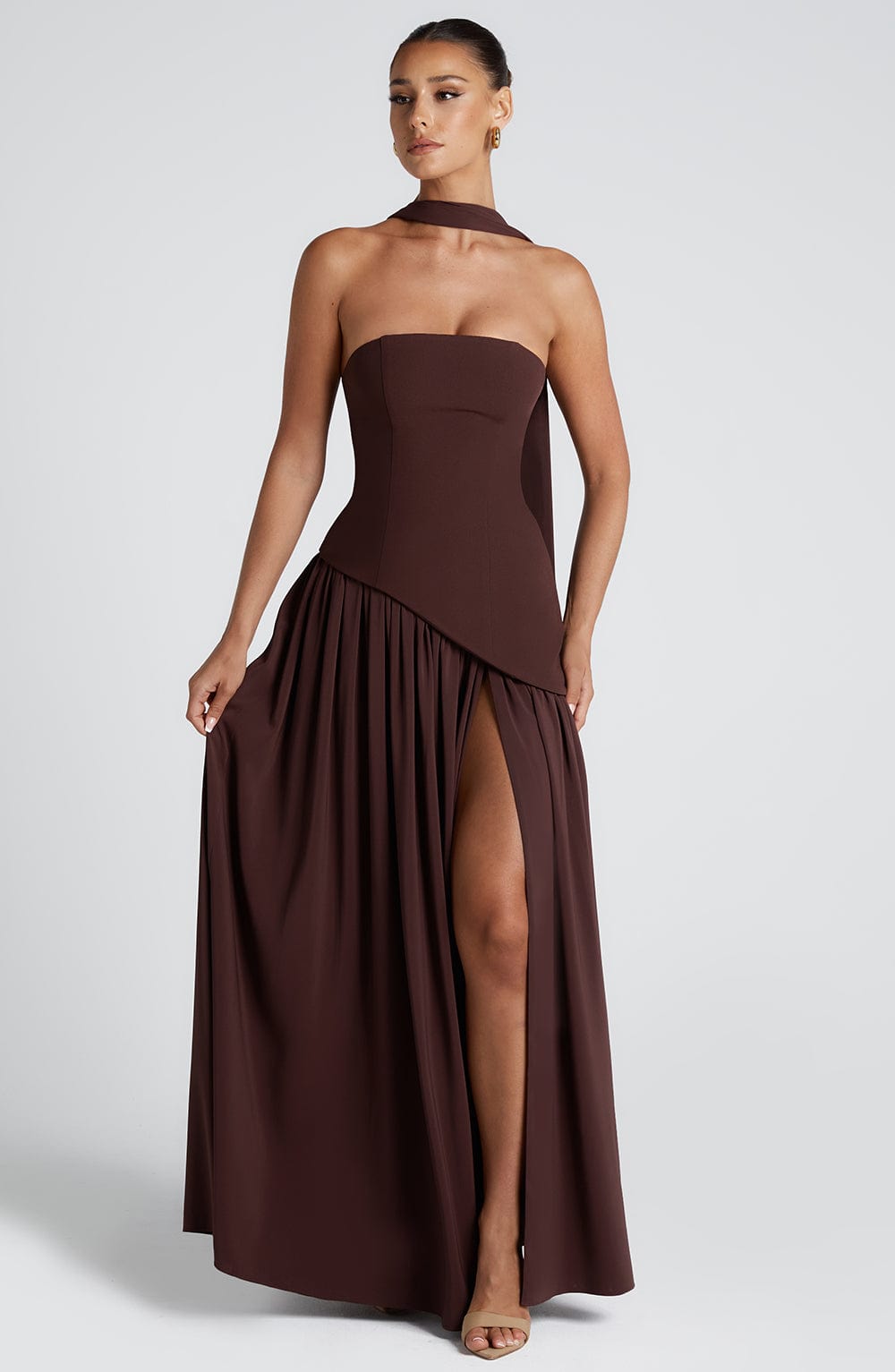 Noa | Strapless Corset High-Slit Maxi Dress