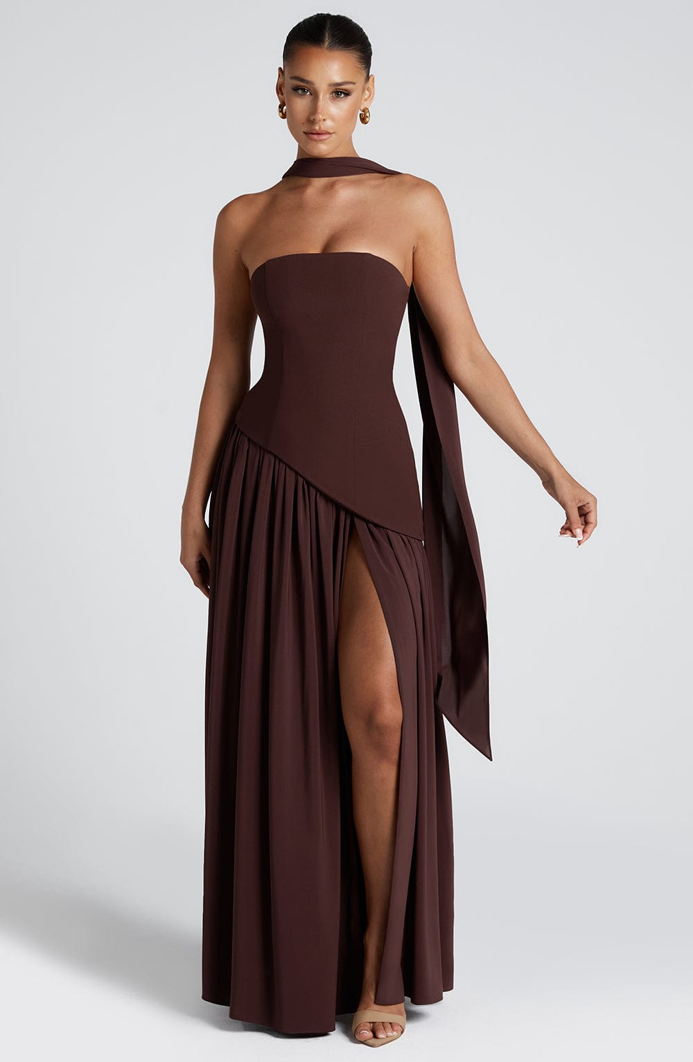 Noa | Strapless Corset High-Slit Maxi Dress