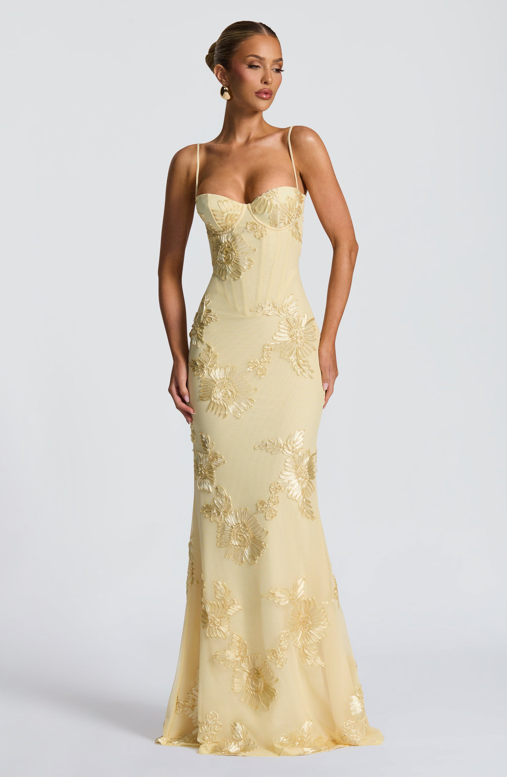 Eden | Floral Embroidered Corset Maxi Dress
