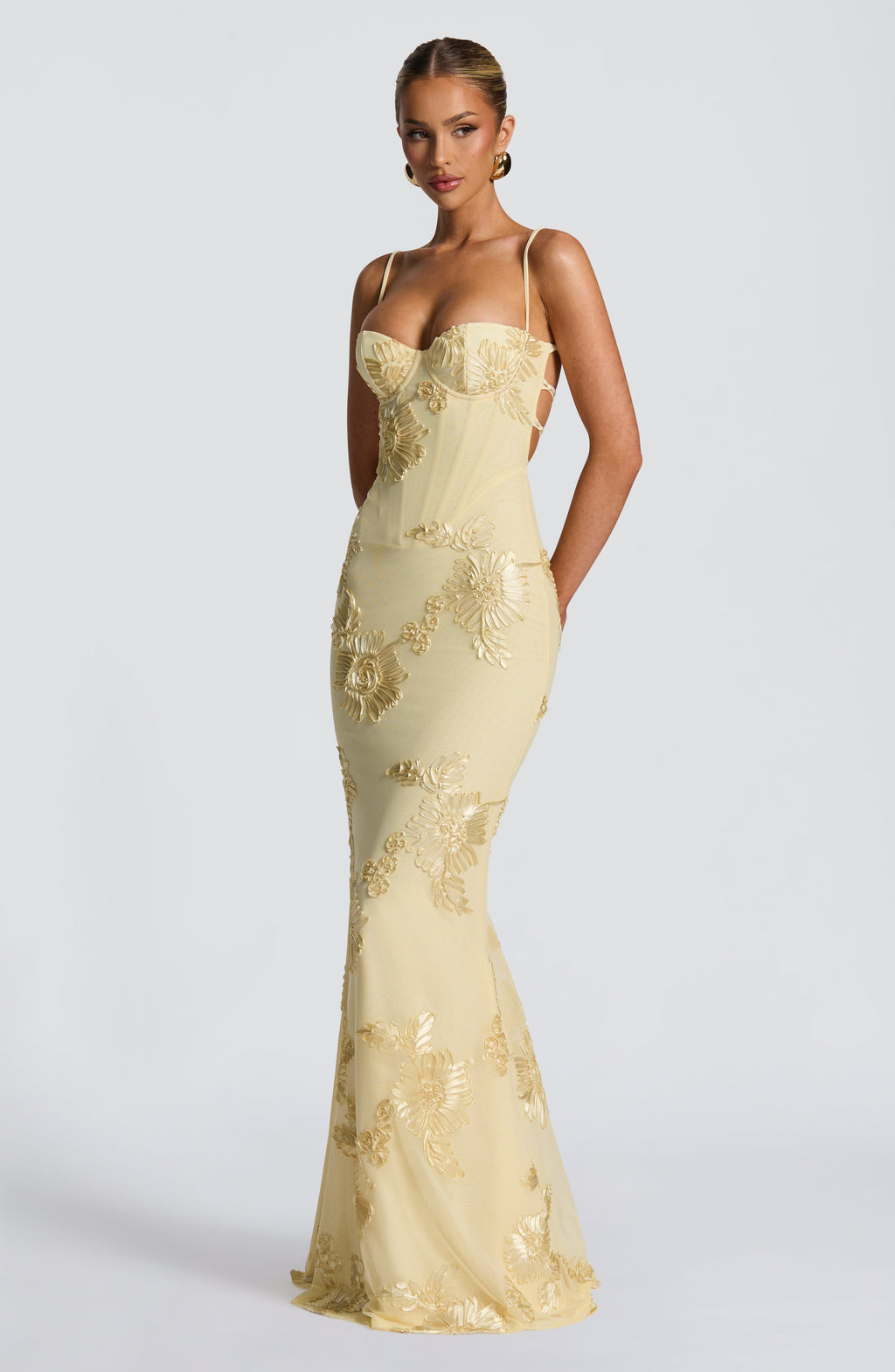 Eden | Floral Embroidered Corset Maxi Dress